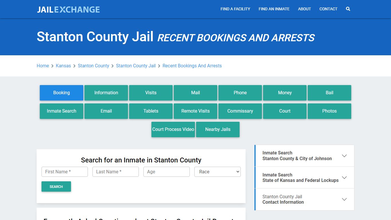 Stanton County Jail KS Recent Arrests and Bookings - Jail Exchange